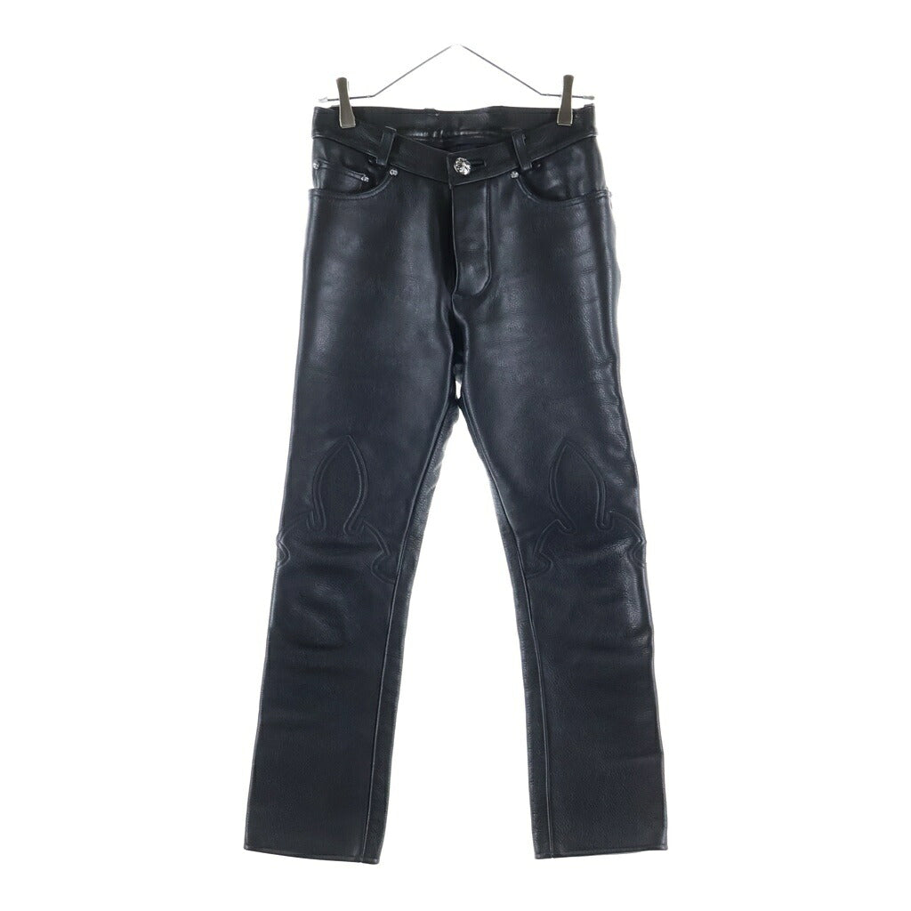 CHROME HEARTS(クロムハーツ) OLD LTHR PANTS オールド フレアニー クロスボール レザー パンツ ブラック