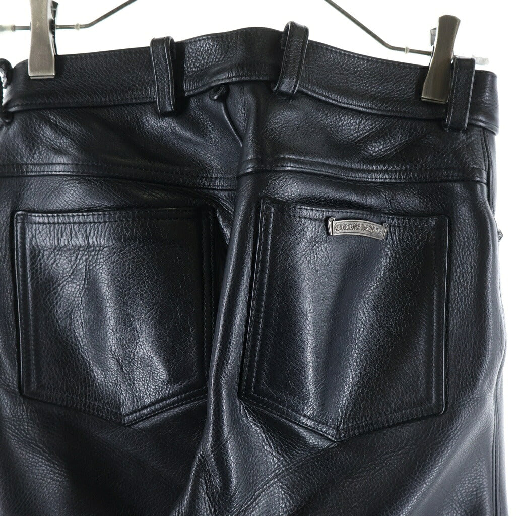 CHROME HEARTS(クロムハーツ) OLD LTHR PANTS オールド フレアニー クロスボール レザー パンツ ブラック