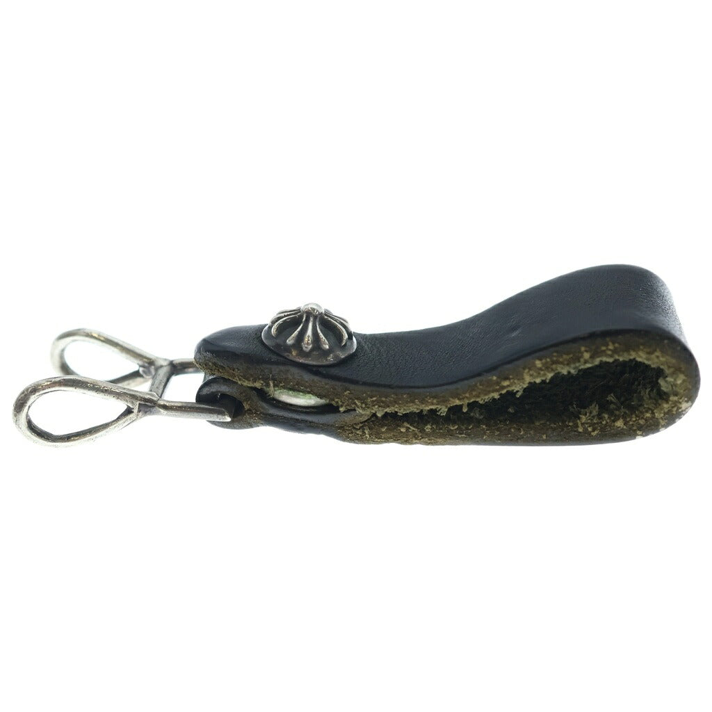 CHROME HEARTS(クロムハーツ) BELT LOOP クロスボールボタンレザーベルトループ シルバー/ブラック BCA397