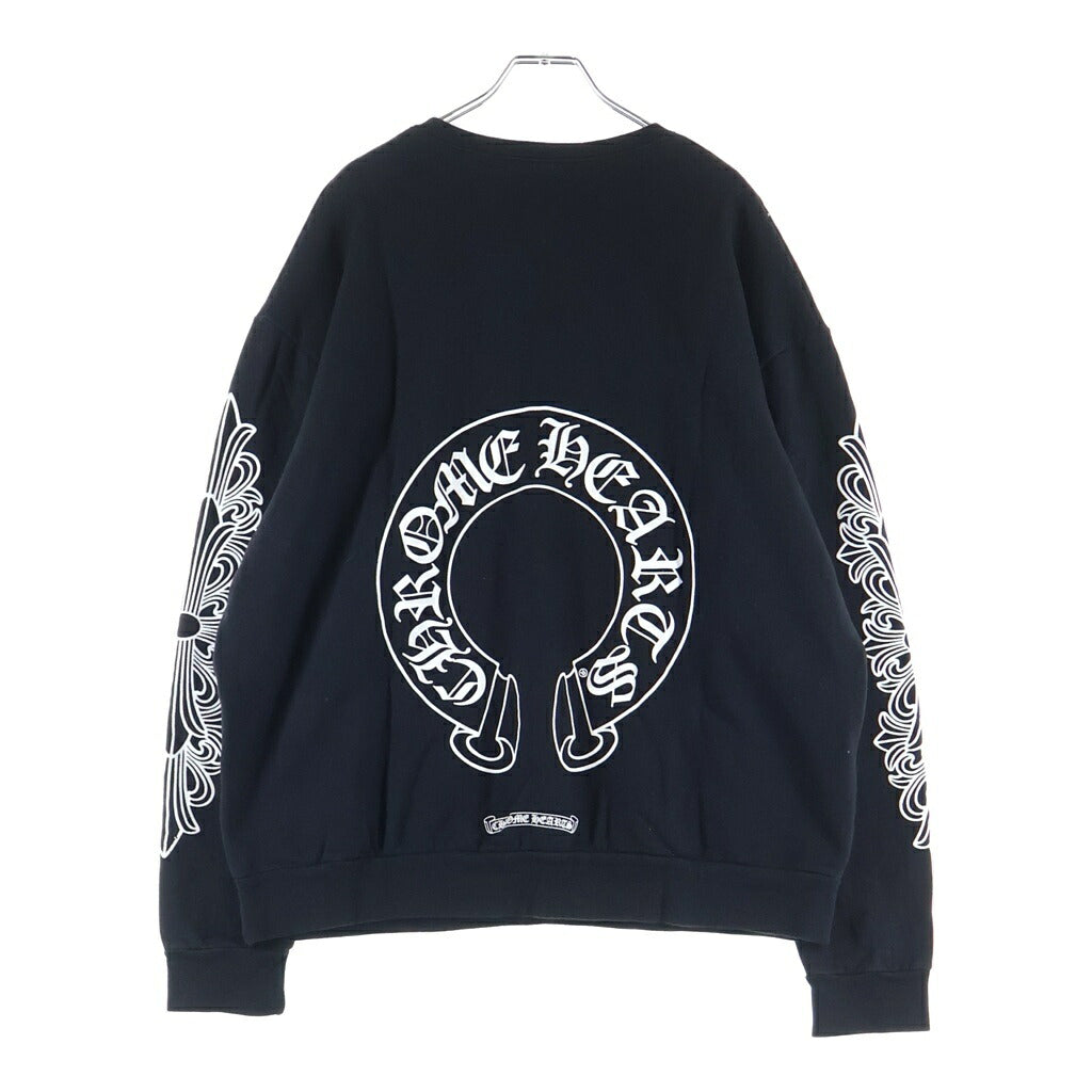 CHROME HEARTS(クロムハーツ) SWTSHRT PLVR 袖フローラルバックホースシュープリントスウェット パーカー ブラック