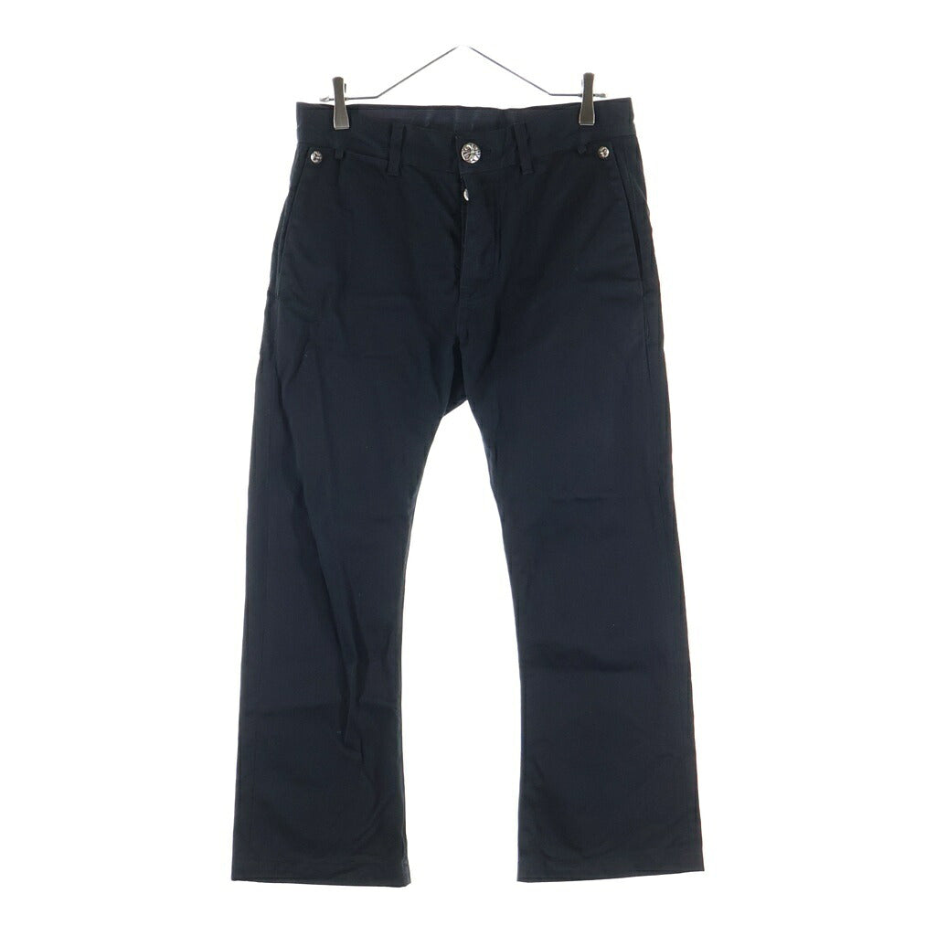 CHROME HEARTS(クロムハーツ) クロスボールボタン レザー切替 チノ ロングパンツ ブラック