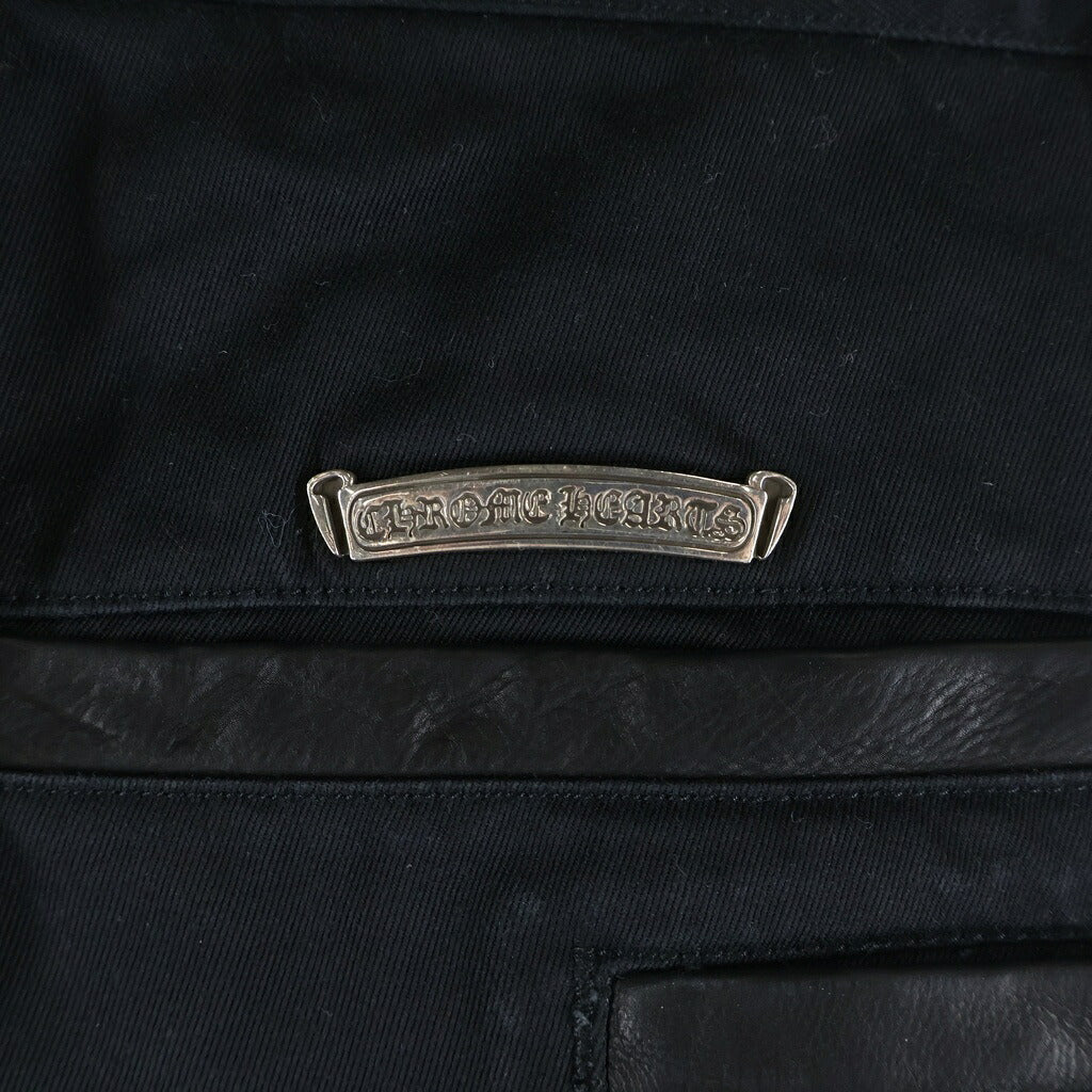 CHROME HEARTS(クロムハーツ) クロスボールボタン レザー切替 チノ ロングパンツ ブラック