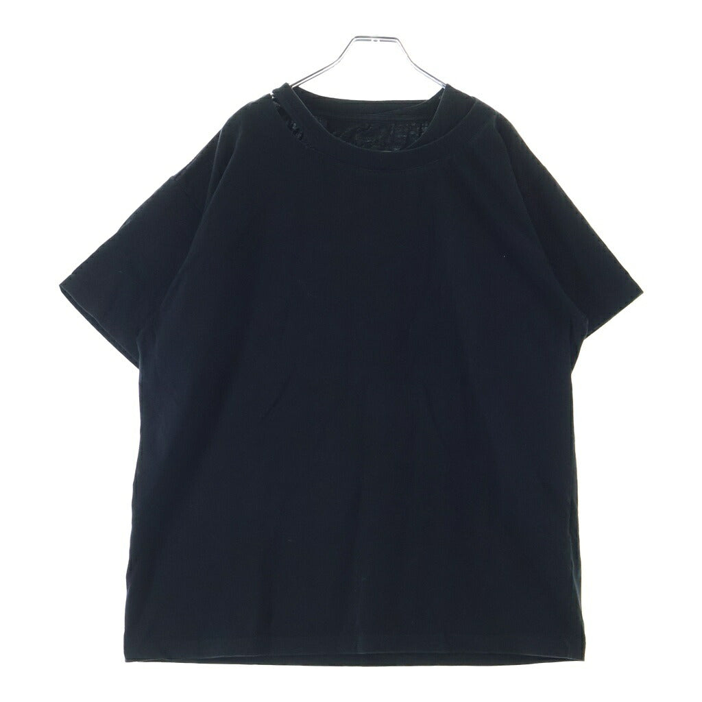 MM6 Maison Margiela(エムエムシックスメゾンマルジェラ) 17AW 首元ヴィンテージ 半袖Tシャツ カットソー クルーネック ブラック S32GC0453-S23082