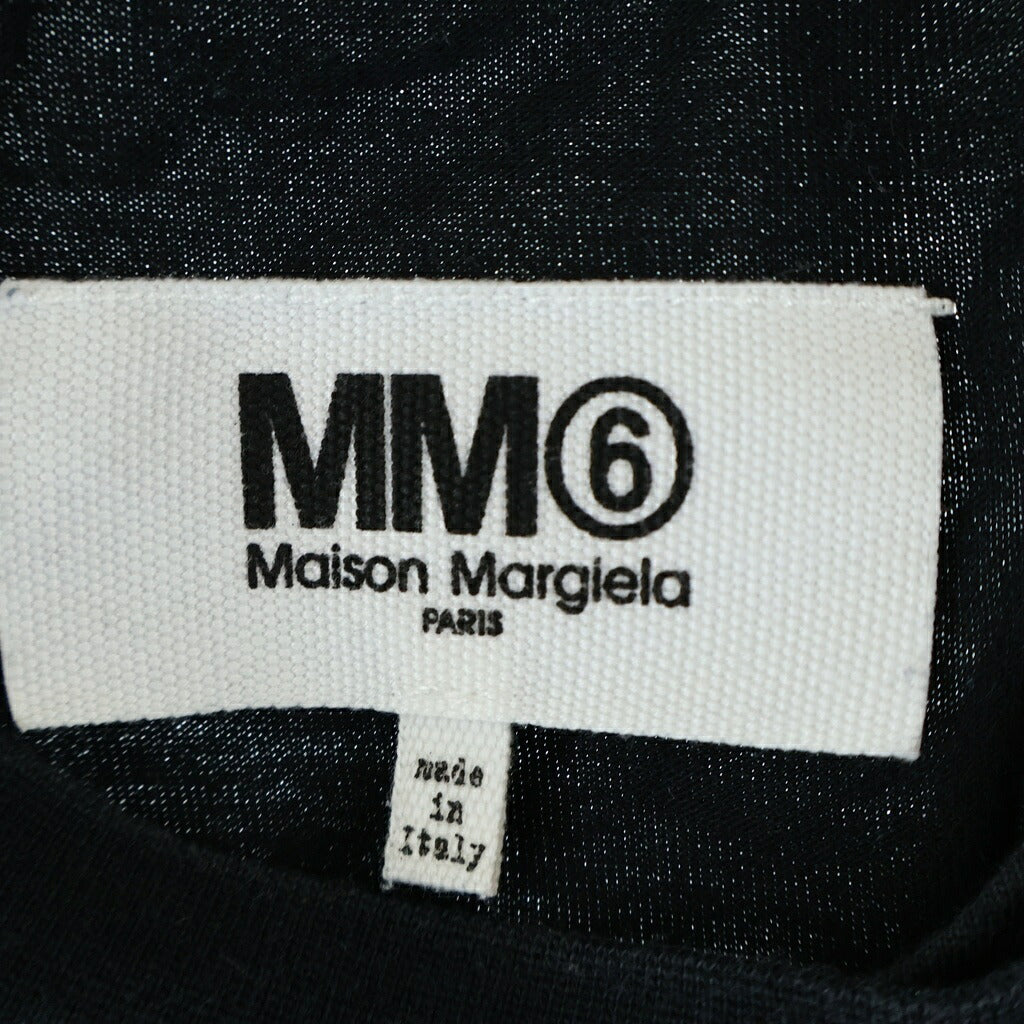 MM6 Maison Margiela(エムエムシックスメゾンマルジェラ) 17AW 首元ヴィンテージ 半袖Tシャツ カットソー クルーネック ブラック S32GC0453-S23082