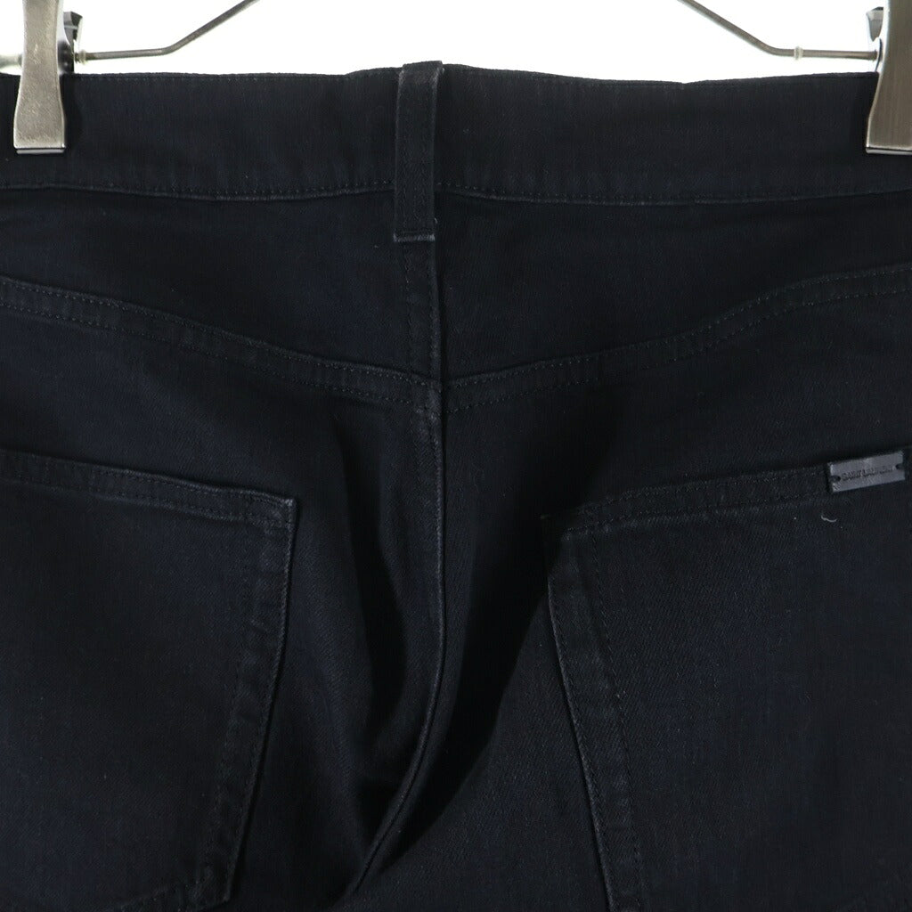 SAINT LAURENT PARIS(サンローランパリ) 22AW ロゴパッチ ジップフライ ストレート スキニーパンツ ブラック 527389 YS500
