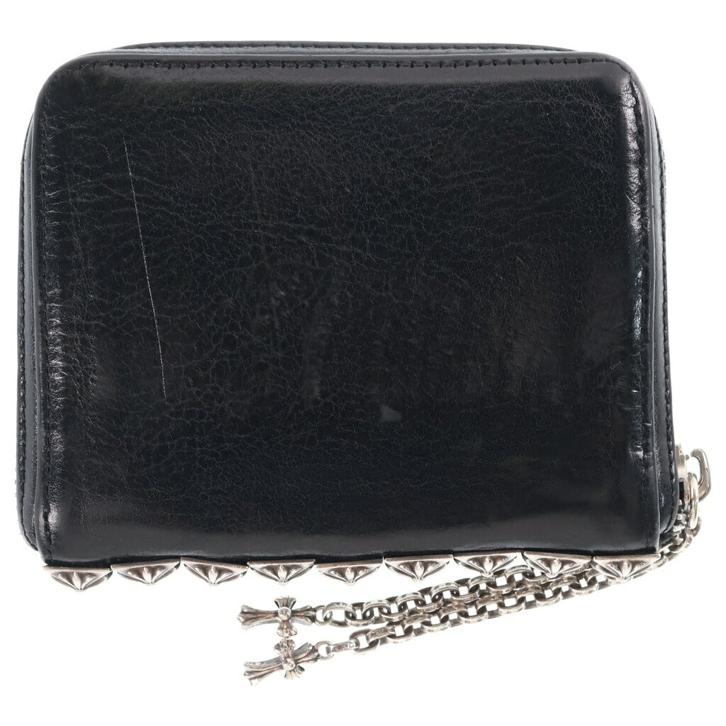 CHROME HEARTS(クロムハーツ) 3 SIDE ZIP サイドジップ レザー ピラミッドスタッズ ベイビーファット ウォレット 財布 ブラック