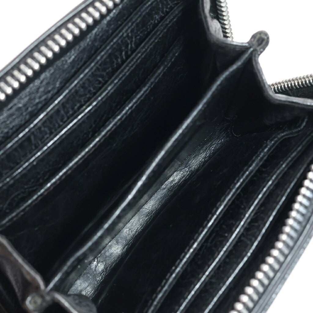 CHROME HEARTS(クロムハーツ) 3 SIDE ZIP サイドジップ レザー ピラミッドスタッズ ベイビーファット ウォレット 財布 ブラック