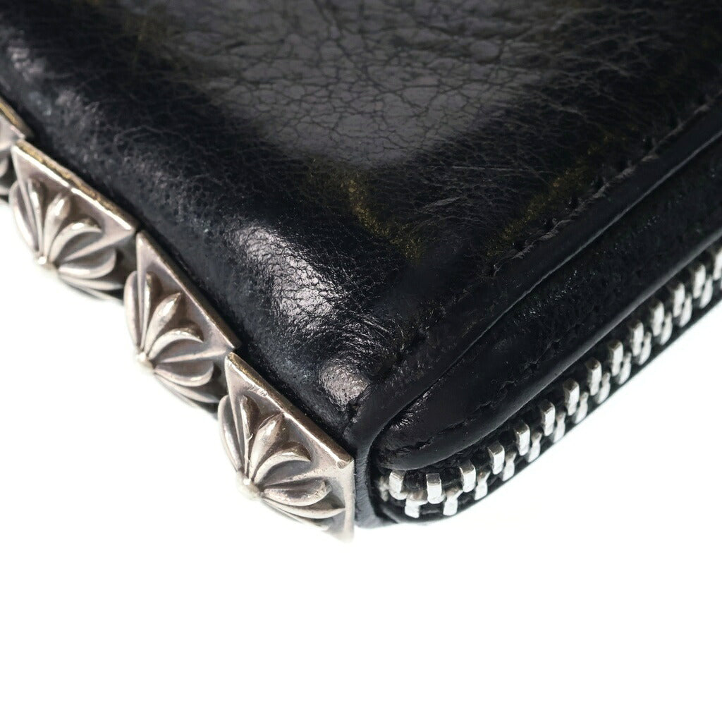 CHROME HEARTS(クロムハーツ) 3 SIDE ZIP サイドジップ レザー ピラミッドスタッズ ベイビーファット ウォレット 財布 ブラック