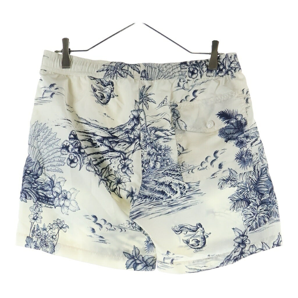 MONCLER(モンクレール) LOGO PATCH DRAWSTRING SWIM SHORTS ロゴパッチ ドローストリング 総柄デザイン ショートパンツ ホワイト L10912C00012