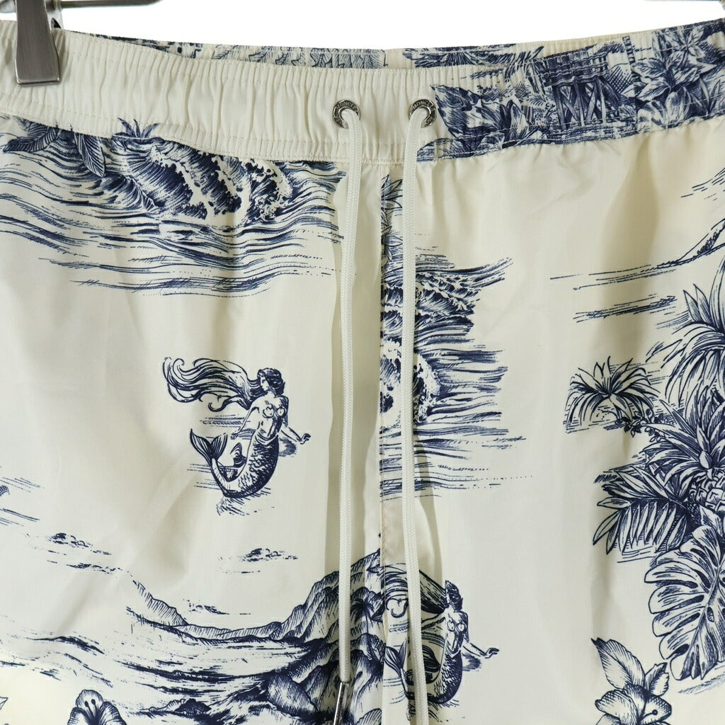 MONCLER(モンクレール) LOGO PATCH DRAWSTRING SWIM SHORTS ロゴパッチ ドローストリング 総柄デザイン ショートパンツ ホワイト L10912C00012