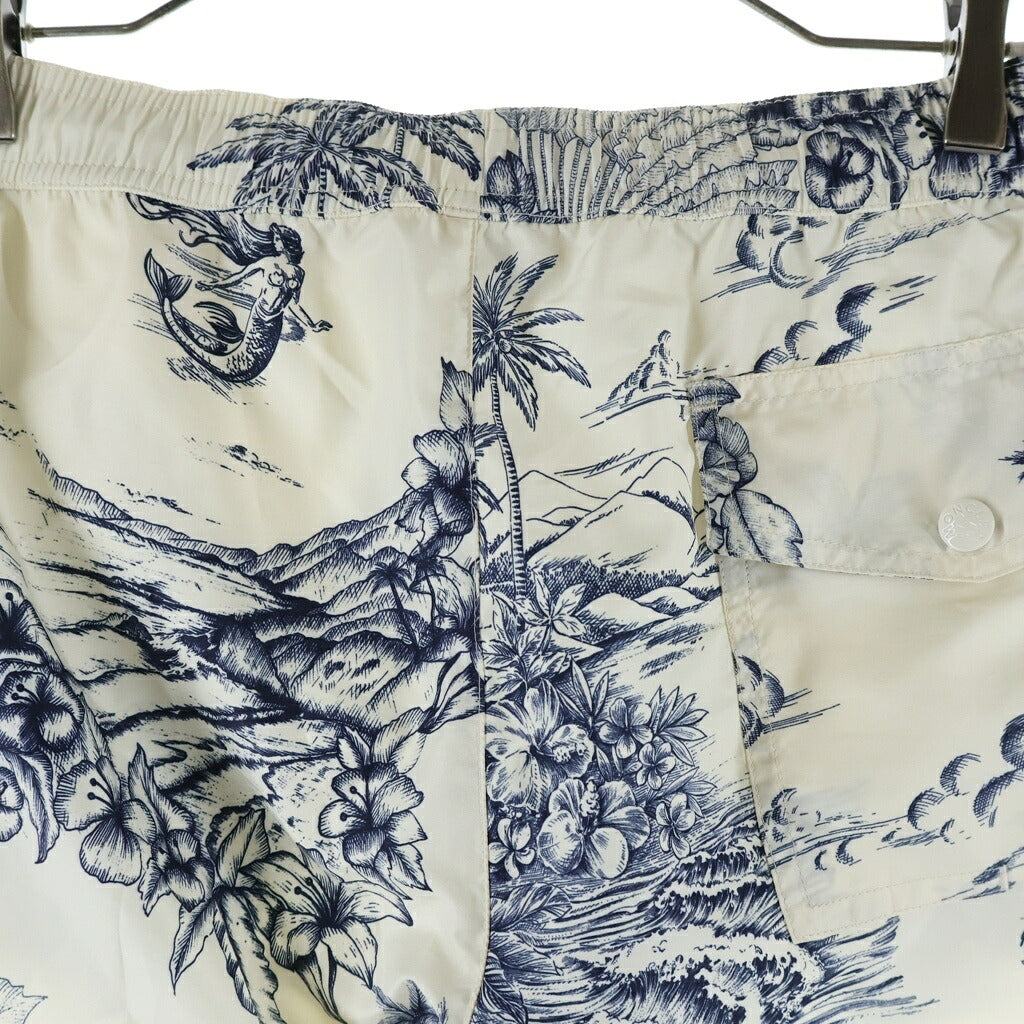 MONCLER(モンクレール) LOGO PATCH DRAWSTRING SWIM SHORTS ロゴパッチ ドローストリング 総柄デザイン ショートパンツ ホワイト L10912C00012