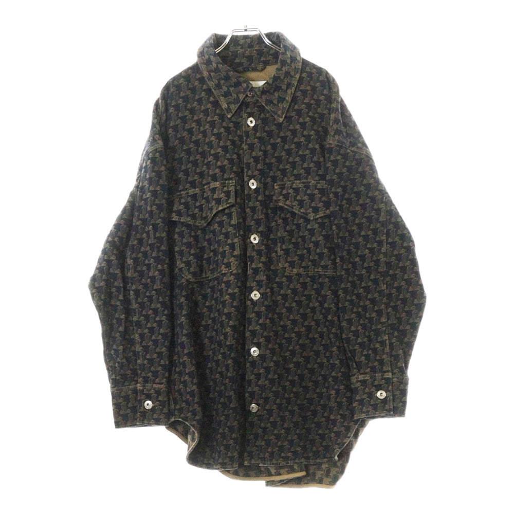 LANVIN(ランバン) Rosenquist Oversized Logo Embroidered Denim Shirt 総柄 オーバーサイズ 長袖デニムシャツ ジャケット ネイビー OU0516-D046-A22
