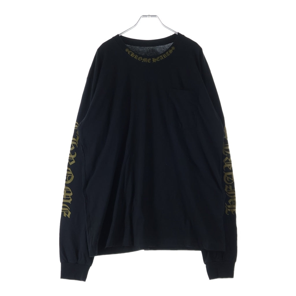 CHROME HEARTS(クロムハーツ) CH L/S /1 ネックロゴ 袖英字 長袖カットソー 長袖Tシャツ ブラック