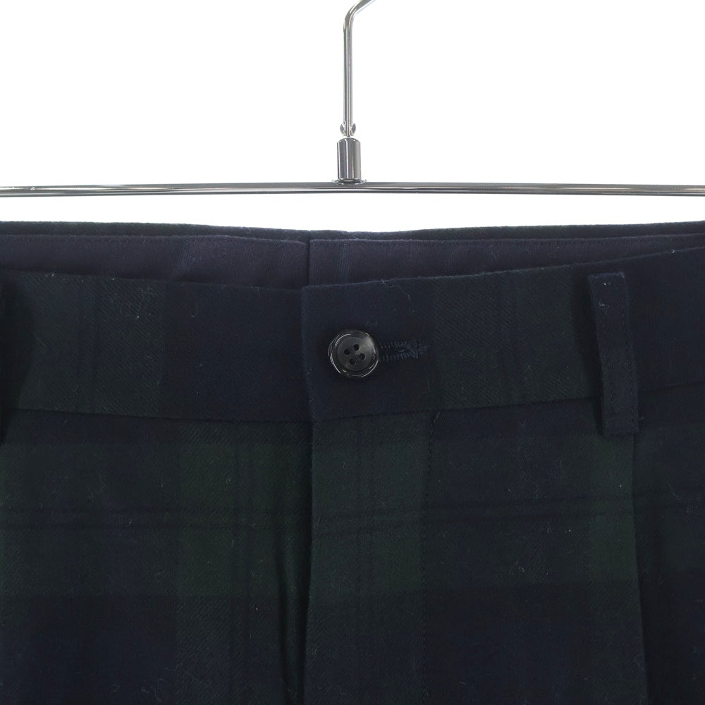 COMME des GARCONS HOMME(コムデギャルソンオム) 20AW AD2020 ウール混 フランネル 2タックスラックスパンツ ブラック/グリーン HF-P041