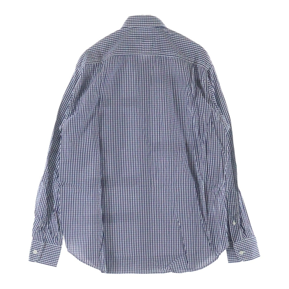 COMME des GARCONS HOMME(コムデギャルソンオム) 20SS AD2019 カモフラ柄切替 長袖ギンガムチェックシャツ ネイビー/ホワイト HE-B025