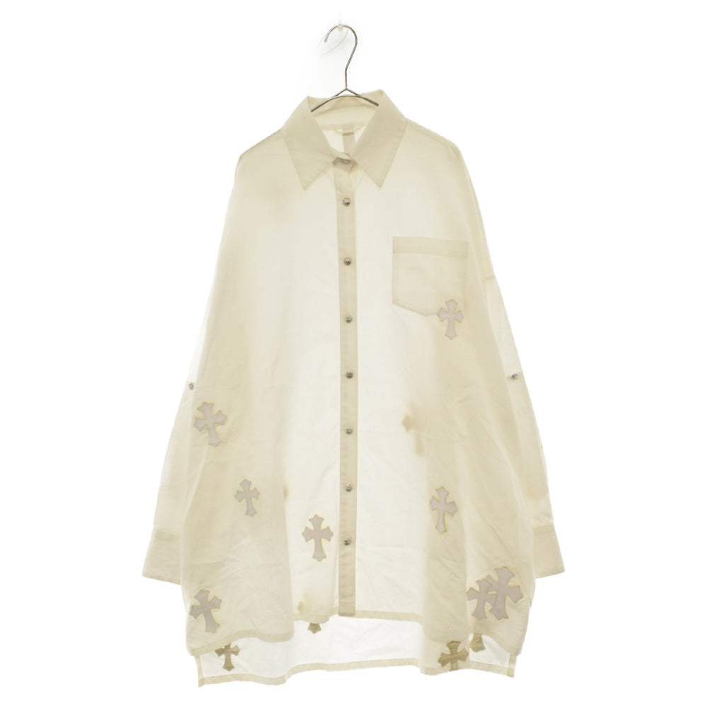 CHROME HEARTS(クロムハーツ) MAHAL KITA SHIRT マハルキタ クロスパッチクロスボタン長袖シャツ ホワイト ※タグ欠損