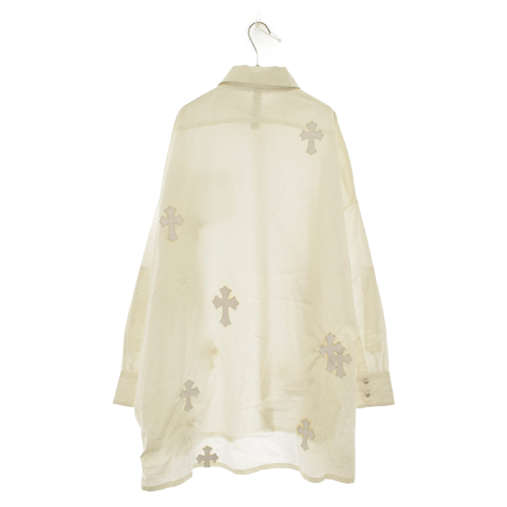 CHROME HEARTS(クロムハーツ) MAHAL KITA SHIRT マハルキタ クロスパッチクロスボタン長袖シャツ ホワイト ※タグ欠損