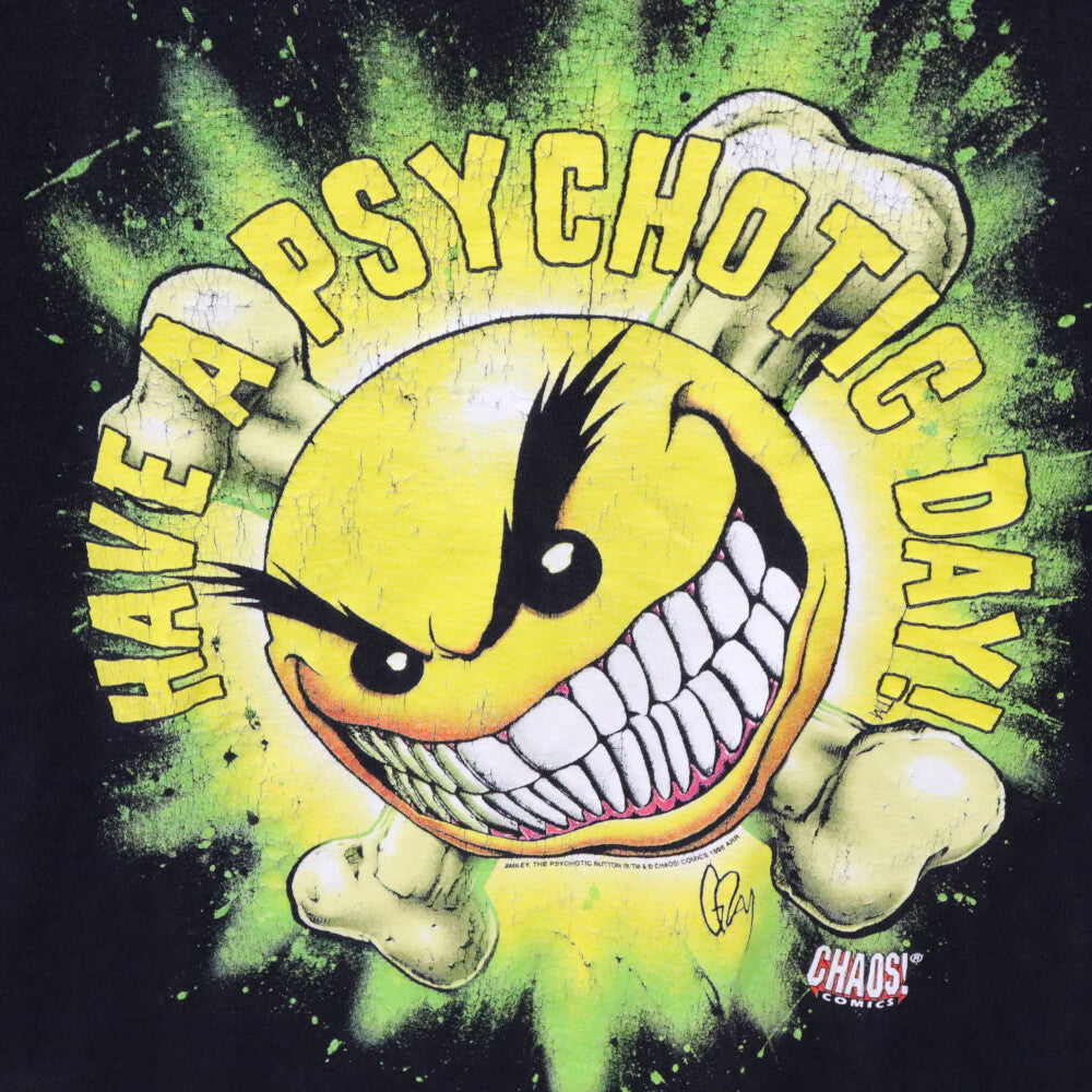 VINTAGE(ヴィンテージ) 90s CHAOS COMIC カオスコミック アニメ半袖Tシャツ カットソー ブラック