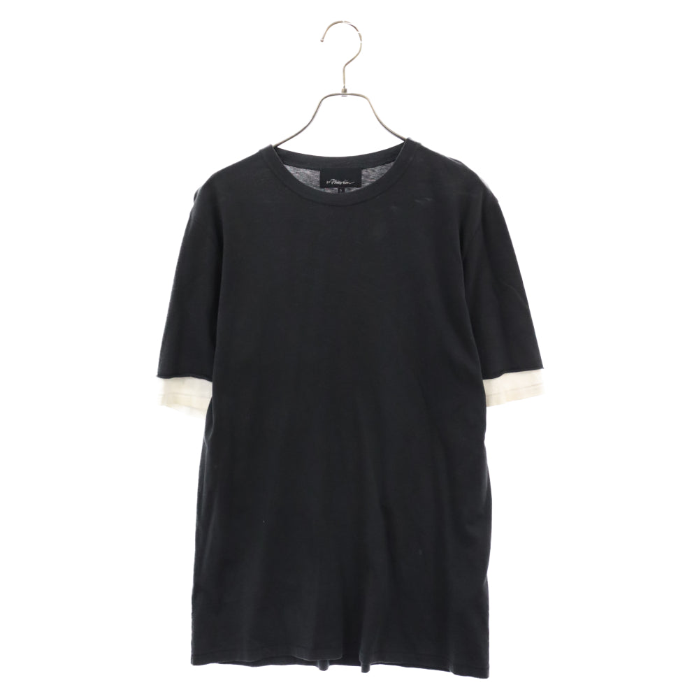 3.1 Phillip Lim(スリーワンフィリップリム) レイヤードデザイン 半袖Tシャツ カットソー ブラック/ホワイト レディース