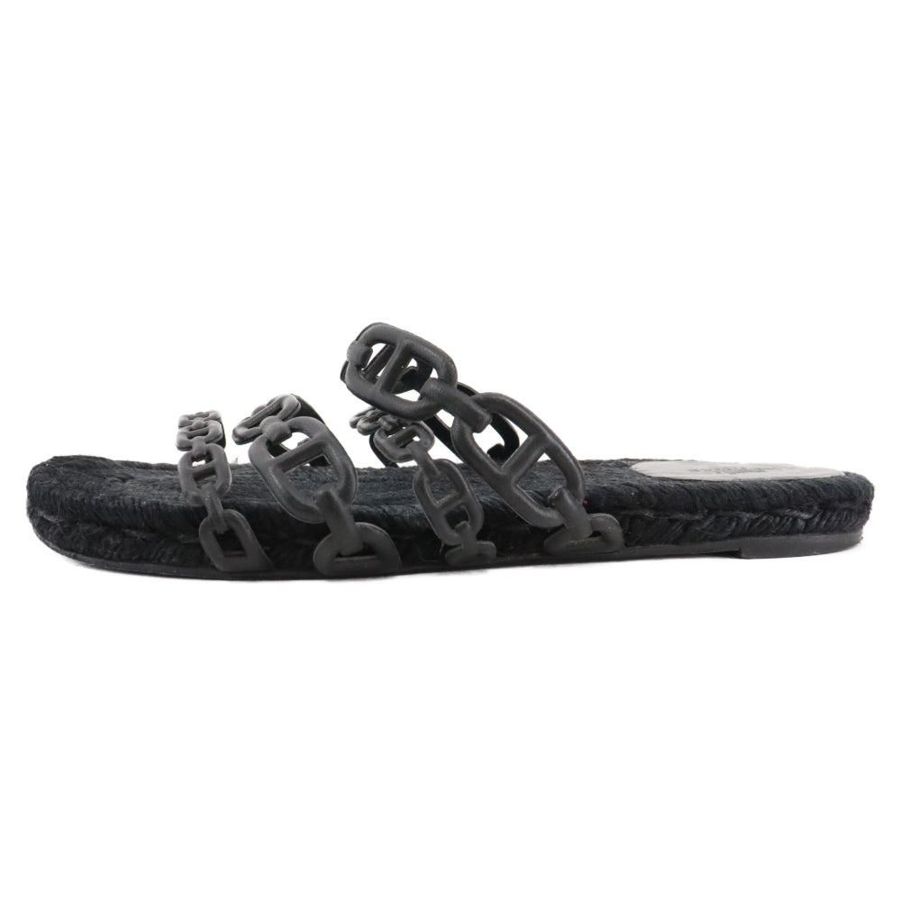 HERMES(エルメス) シェーヌダンクル フラット サンダル ブラック レディース Z刻印