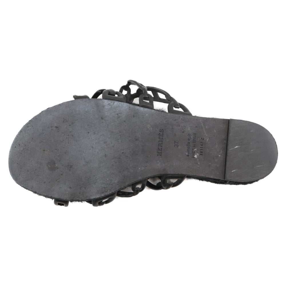 HERMES(エルメス) シェーヌダンクル フラット サンダル ブラック レディース Z刻印