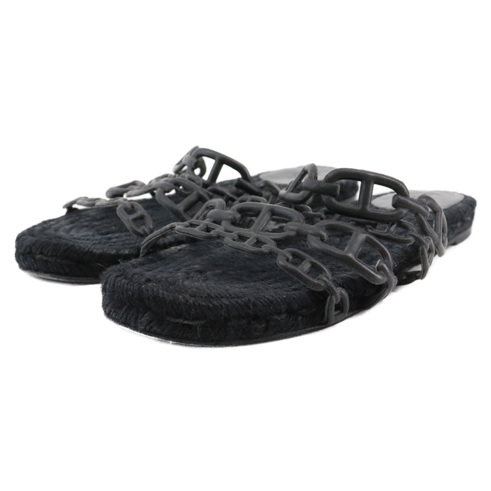 HERMES(エルメス) シェーヌダンクル フラット サンダル ブラック レディース Z刻印