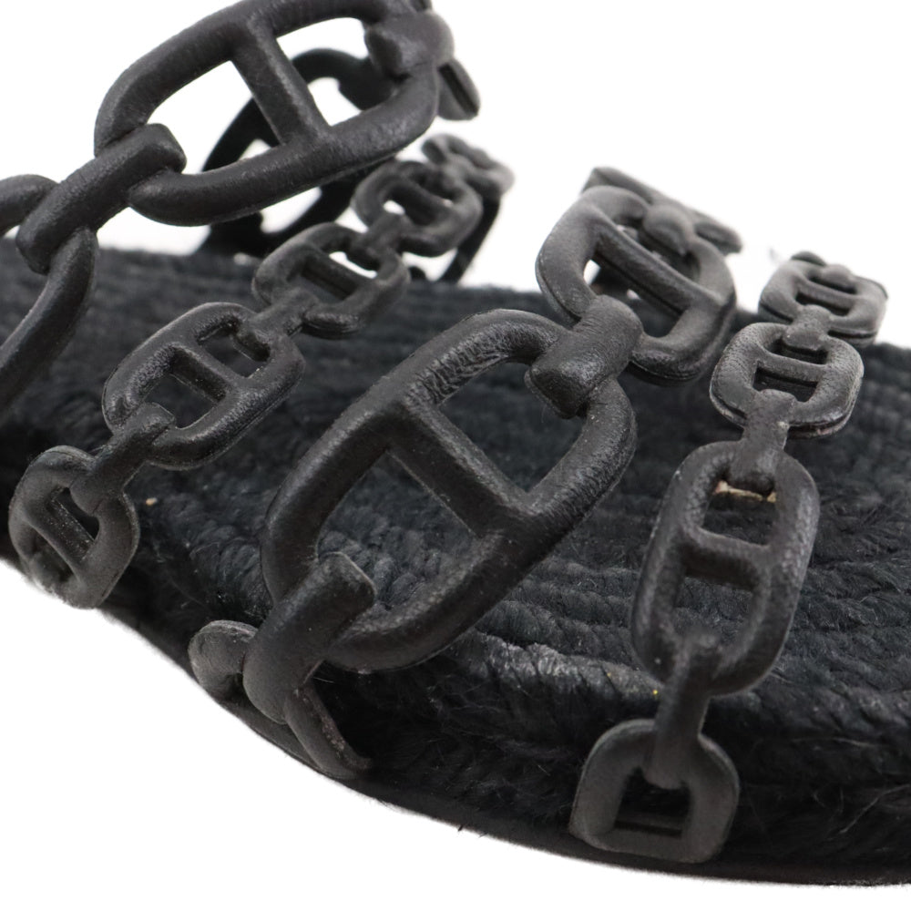 HERMES(エルメス) シェーヌダンクル フラット サンダル ブラック レディース Z刻印