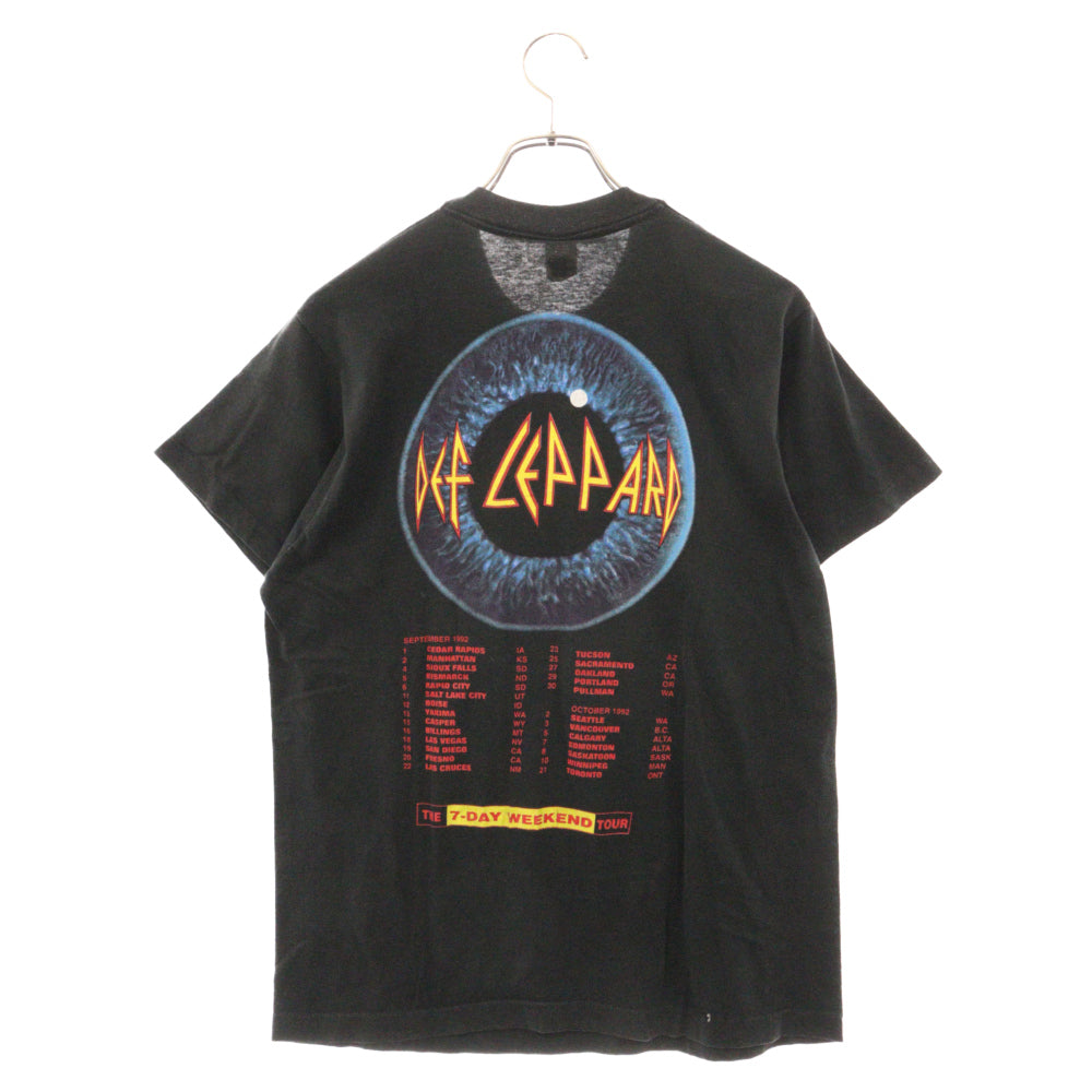 VINTAGE(ヴィンテージ) 90s DEF LEPPARD ADRENALIZE THE 7-DAYS WEEKEND TOUR TEE デフレパード 両面プリント半袖Tシャツ カットソー ブラック ヴィンテージ