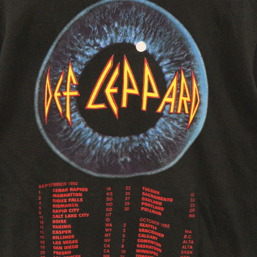 VINTAGE(ヴィンテージ) 90s DEF LEPPARD ADRENALIZE THE 7-DAYS WEEKEND TOUR TEE デフレパード 両面プリント半袖Tシャツ カットソー ブラック ヴィンテージ