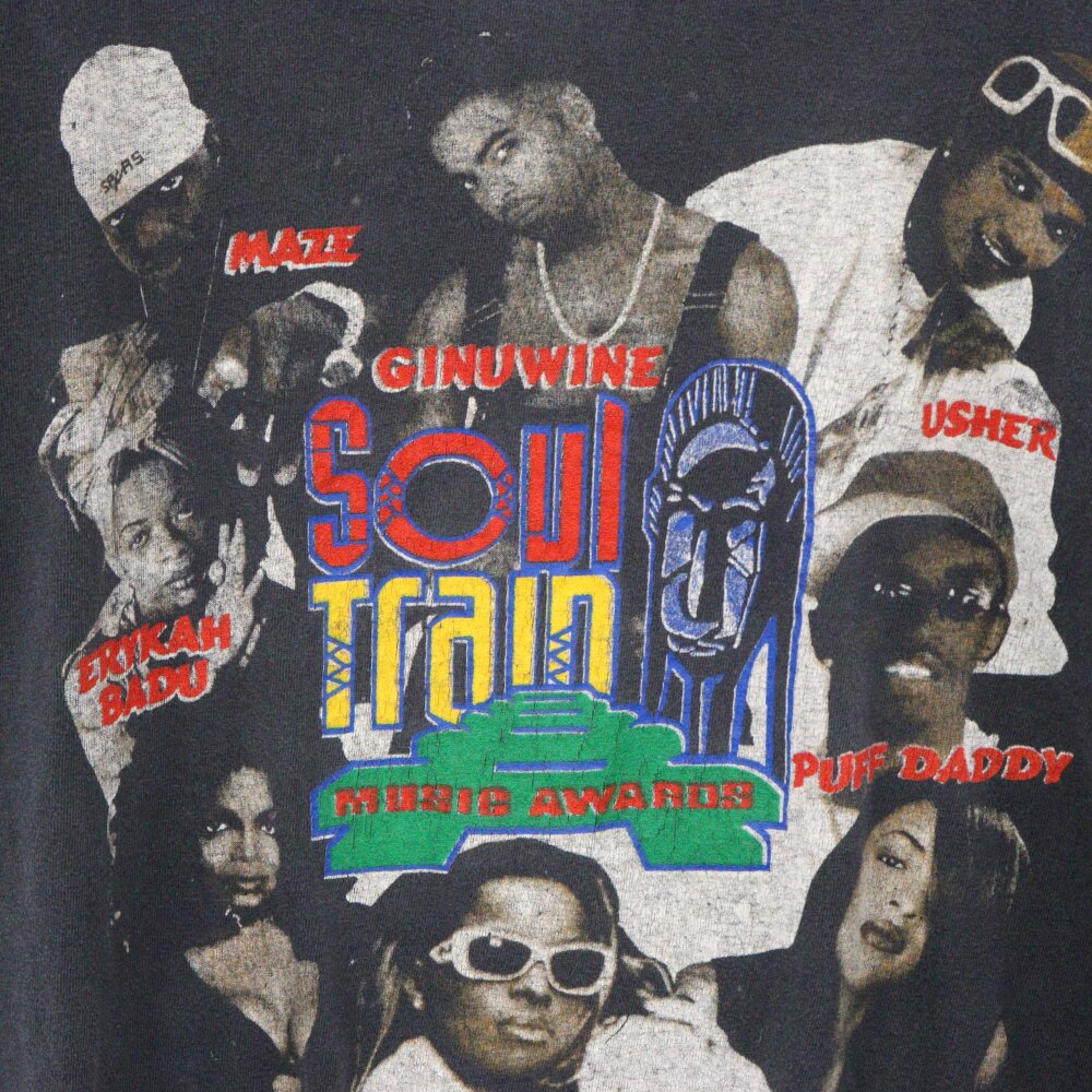 VINTAGE(ヴィンテージ) 90s SOUL TRAIN MUSIC ソウルトレインミュージック ラップ 半袖Tシャツ カットソー ブラック