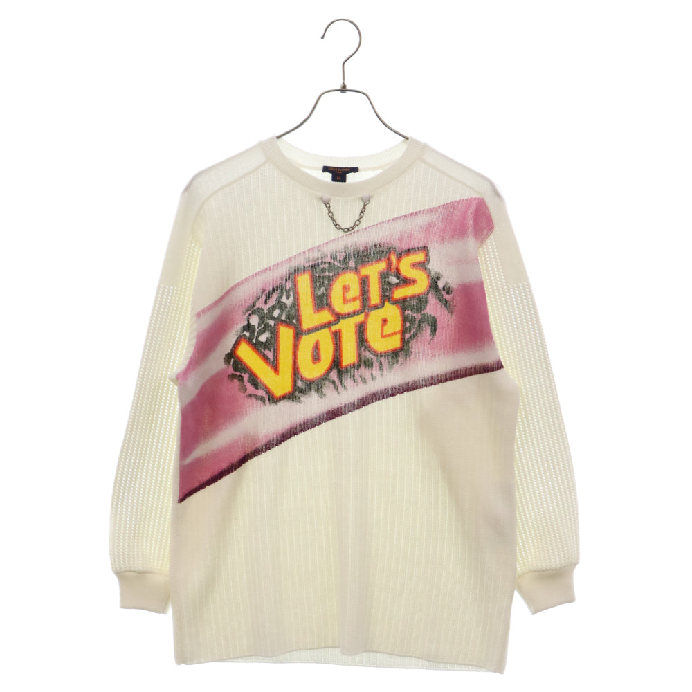 LOUIS VUITTON(ルイヴィトン) 21SS RW211B ER5 FKKL65 ロントプリント レトロスローガン オーバーサイズニット セーター ホワイト レディース
