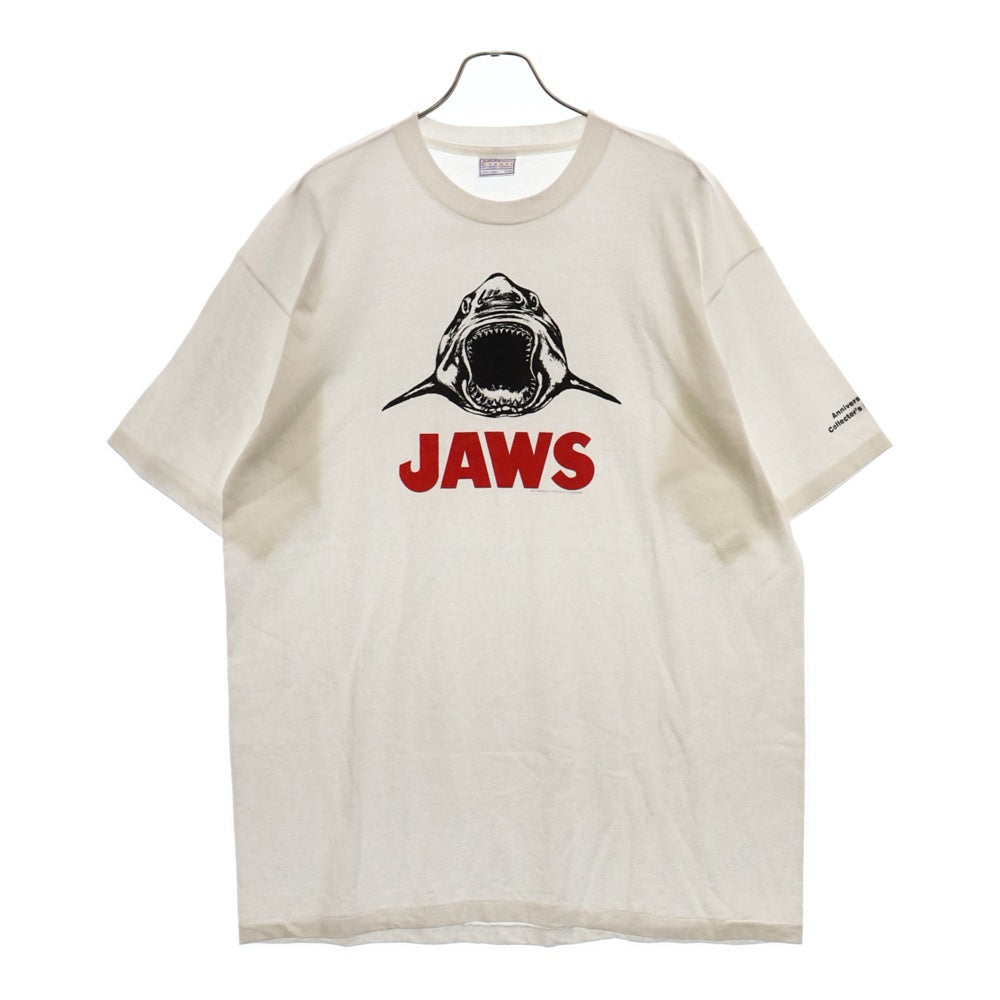 VINTAGE(ヴィンテージ) 90s JAWS NO ONE LOOKED TAT THE WATER ANIVERSARY COLLECTOR'S EDITION WHITE TEE ジョーズ 両面プリント半袖Tシャツ カットソー ホワイト