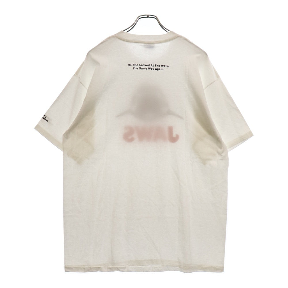 VINTAGE(ヴィンテージ) 90s JAWS NO ONE LOOKED TAT THE WATER ANIVERSARY COLLECTOR'S EDITION WHITE TEE ジョーズ 両面プリント半袖Tシャツ カットソー ホワイト