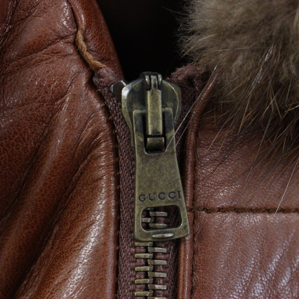 GUCCI(グッチ) 03AW ARCHIVE TOM FORD期 Fur Leather Bondage Jacket トムフォード期 ファーレザーボンテージジャケット レディース アーカイブ ブラウン