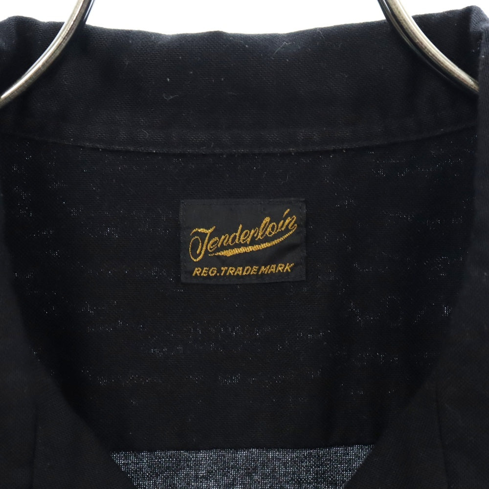 TENDERLOIN(テンダーロイン) ORIGINAL ワッペン バック プリント ボーリング オープンカラー 開襟 シャツ 半袖 ブラック