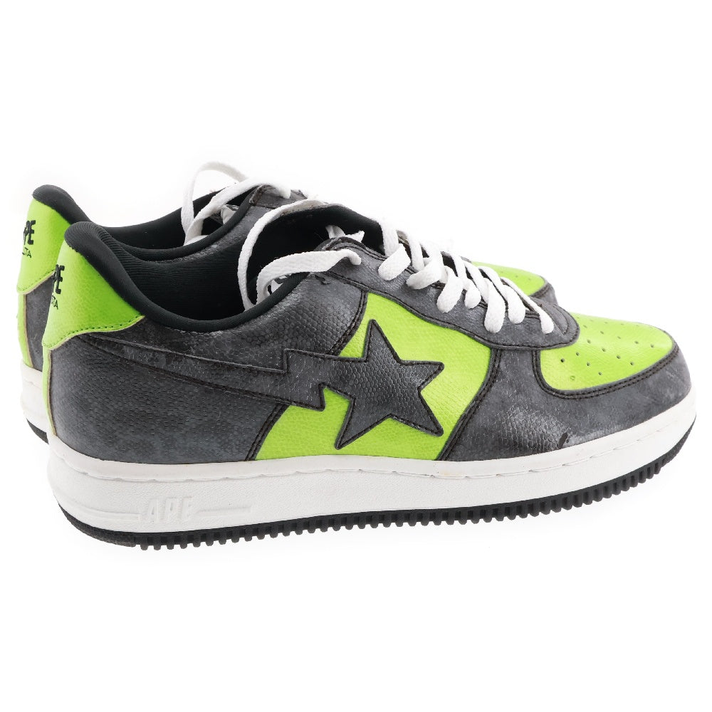 A BATHING APE(アベイシングエイプ) 00s ×UNKLE FUTURA BAPESTA スネーク 型押し レザー ローカット スニーカー US10.5 グリーン
