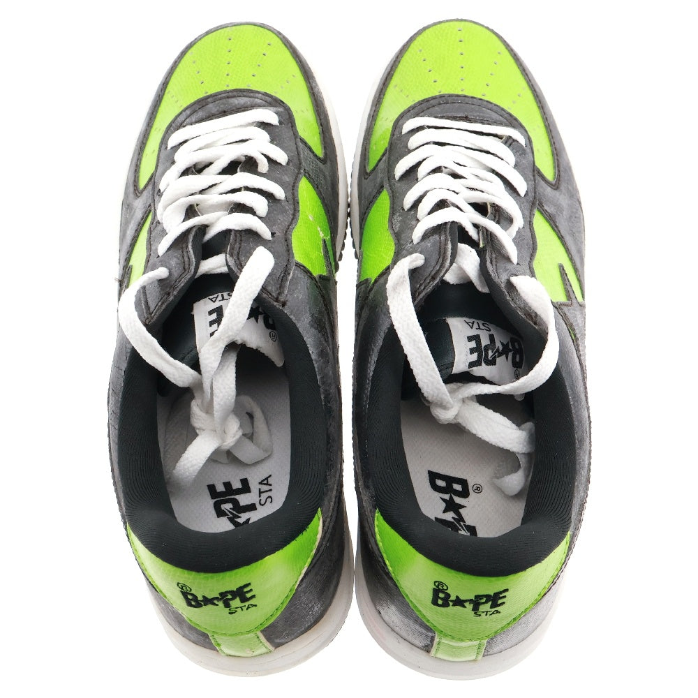 A BATHING APE(アベイシングエイプ) 00s ×UNKLE FUTURA BAPESTA スネーク 型押し レザー ローカット スニーカー US10.5 グリーン