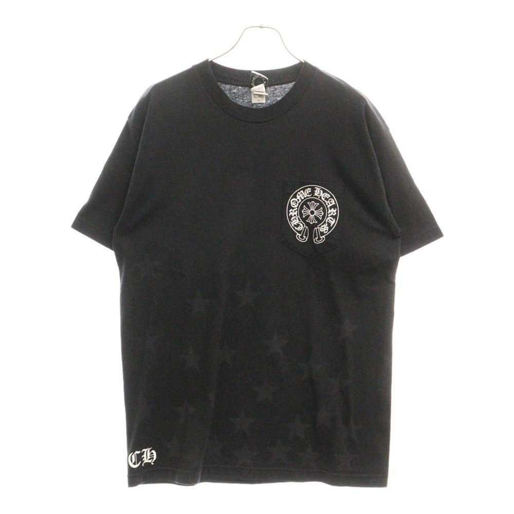 CHROME HEARTS(クロムハーツ) OLD ポケットホースシュー バックスクロールラベル半袖Tシャツ カットソー ブラック オールド