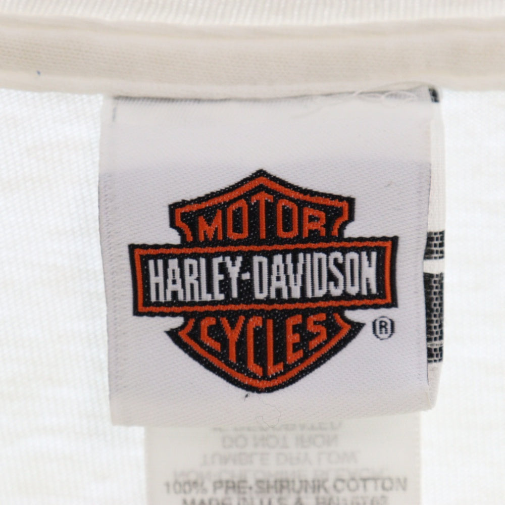 VINTAGE(ヴィンテージ) 00s HARLEY DAVIDSON レッドフレイム ハーレーダビッドソン 袖フレイム 長袖 Tシャツカットソー ホワイト