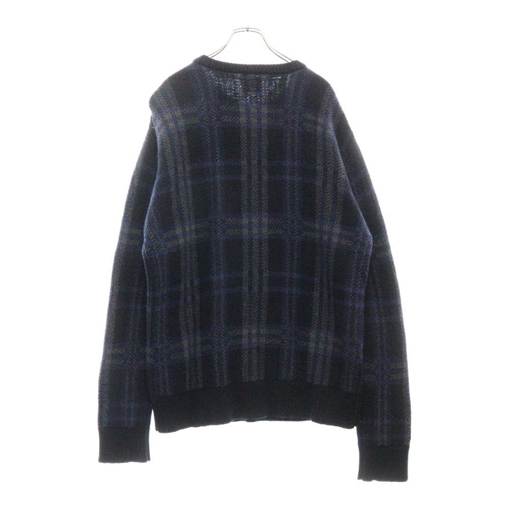 STUSSY(ステューシー) AUTHENTIC CHECK KNIT オーセンティック クルーネック プルオーバー チェック ニット ブルー