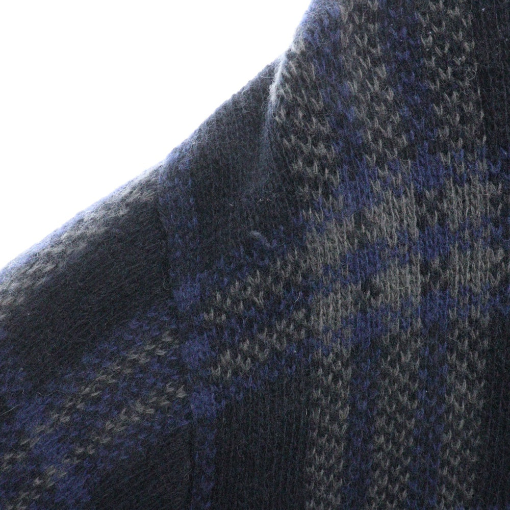 STUSSY(ステューシー) AUTHENTIC CHECK KNIT オーセンティック クルーネック プルオーバー チェック ニット ブルー