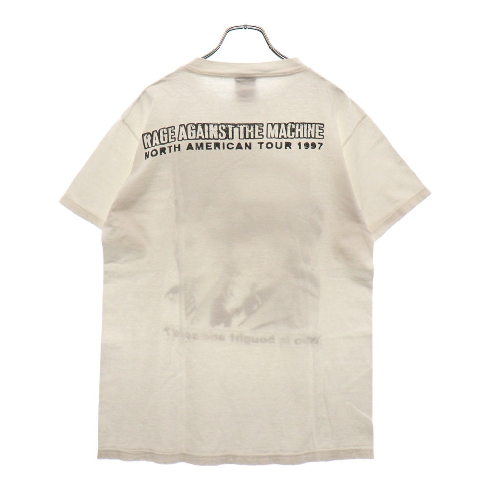 VINTAGE(ヴィンテージ) 90s レイジ・アゲインスト・ザ・マシーン BARBARA KRUGER Who is bought and sold? TEE 両面プリント半袖Tシャツ ホワイト