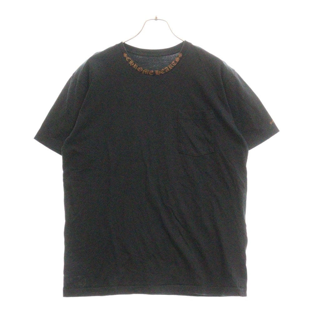 CHROME HEARTS(クロムハーツ) NECK LOGO S/S TEE ネック ロゴプリント 半袖Tシャツ ブラック/ブラウン