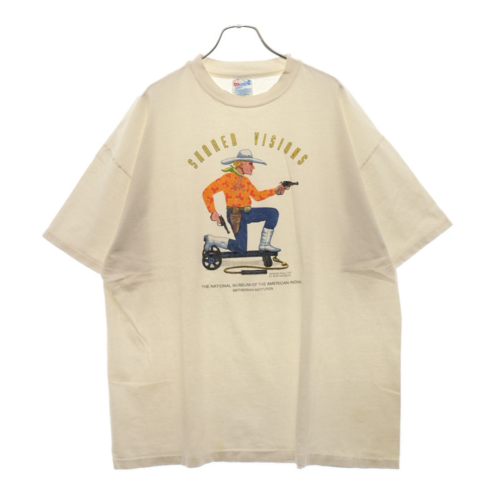 VINTAGE(ヴィンテージ) 90s SHARED VISIONS TEE フロント プリント カウボーイ Tシャツ 半袖 カットソー ホワイト
