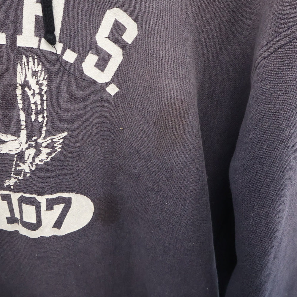 CHAMPION(チャンピオン) 60-70s REVERSE WEAVE PULLOVER PARKER リバースウィーブ タタキ タグ ナス紺 フーディー フロント 3段 ラバー プリント パーカー パープル