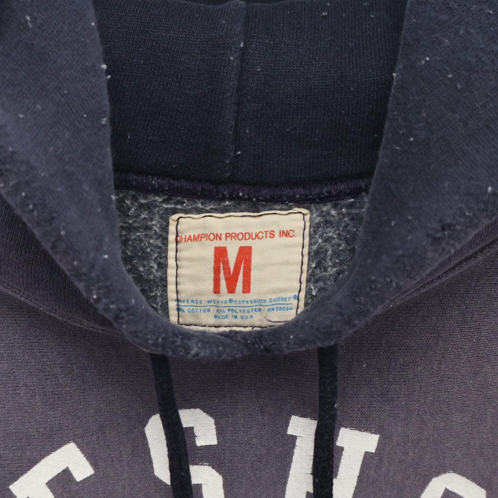 CHAMPION(チャンピオン) 60-70s REVERSE WEAVE PULLOVER PARKER リバースウィーブ タタキ タグ ナス紺 フーディー フロント 3段 ラバー プリント パーカー パープル