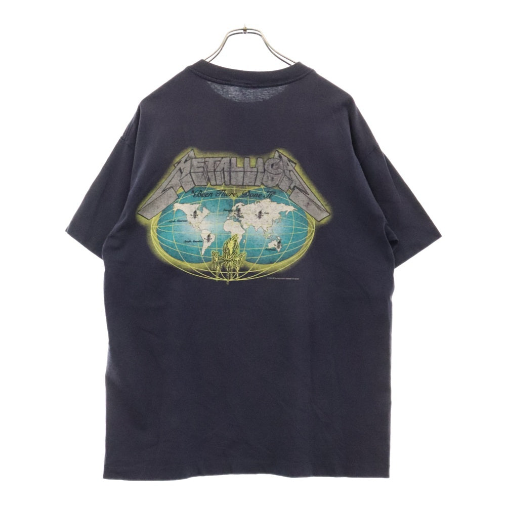 VINTAGE(ヴィンテージ) 90s METALLICA BEEN THERE DONE LT メタリカ 両面プリント Tシャツ 半袖 カットソー ネイビー