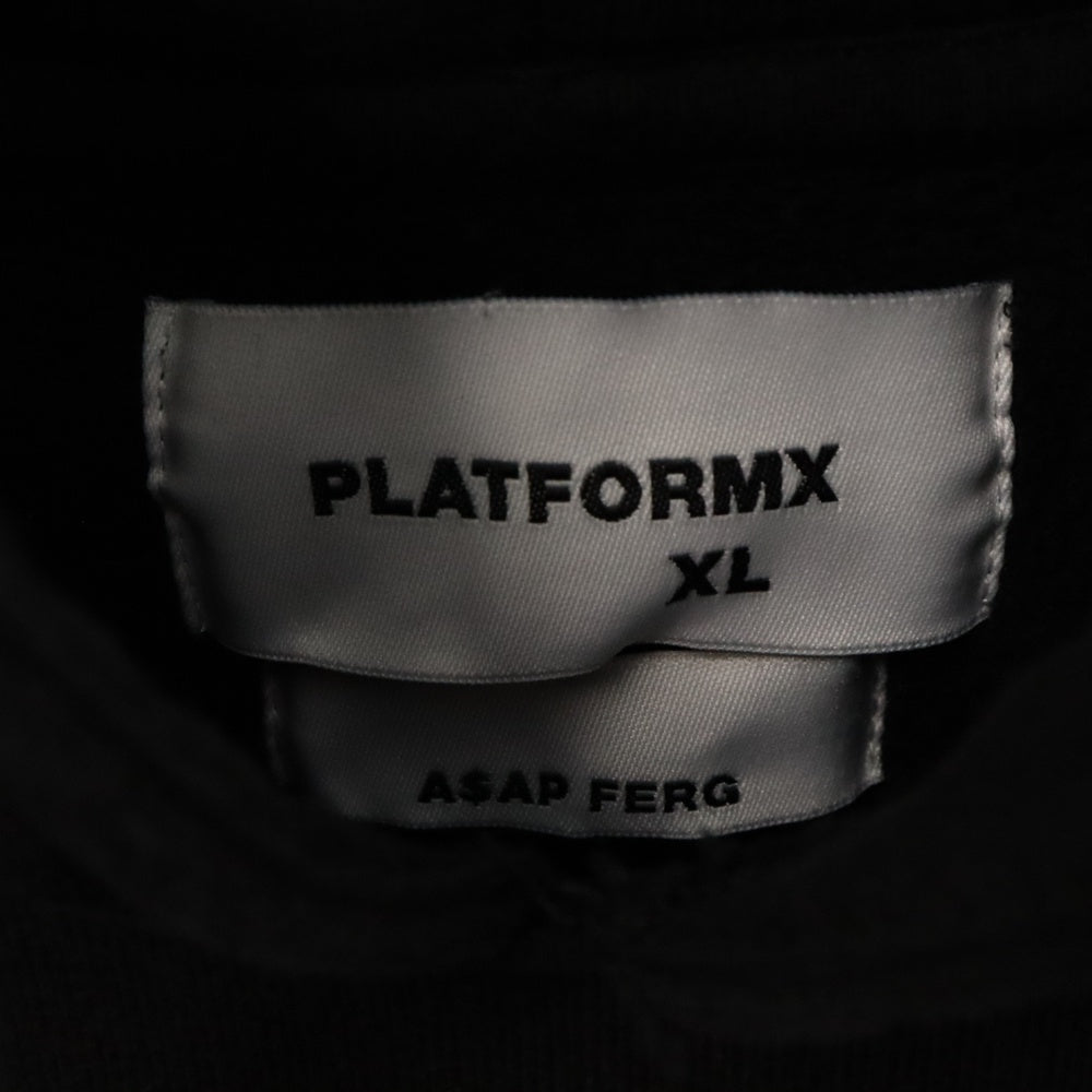 PLATFORMX A$AP FERG(プラットフォームエックス) Harlem NYC Hooded 刺繍 プルオーバー フーディー パーカー ブラック