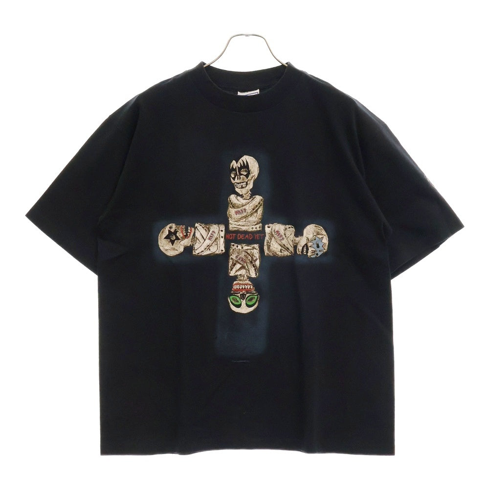 VINTAGE(ヴィンテージ) 90s KISS NOT DEAD キス フロント プリント Tシャツ 半袖カットソー ブラック
