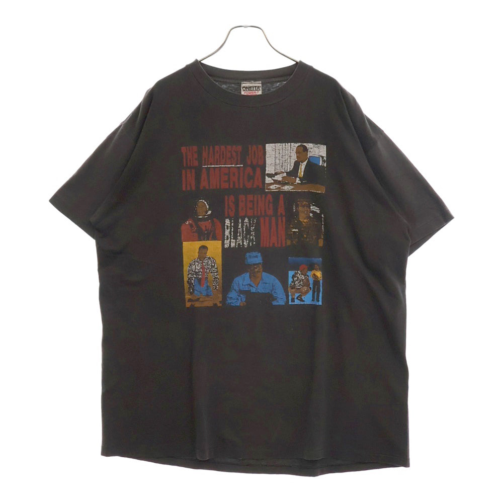 VINTAGE(ヴィンテージ) 90s THE HARDEST JOB IN AMERICA TEE フロント プリント Tシャツ 半袖カットソー ブラック